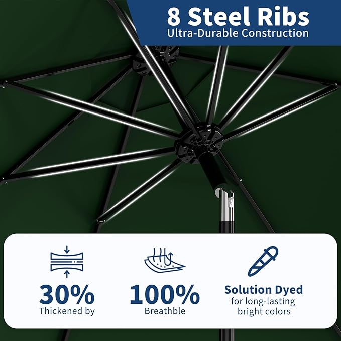 GarveeLife 9FT Patio Umbrella Outdoor, Table Umbrella with Push Button Tilt and Crank, 8 Sturdy Ribs UV Protection Waterproof for Garden, Pool, Market, Deck