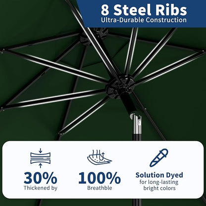 GarveeLife 9FT Patio Umbrella Outdoor, Table Umbrella with Push Button Tilt and Crank, 8 Sturdy Ribs UV Protection Waterproof for Garden, Pool, Market, Deck