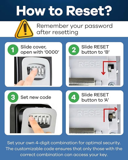 Rudy Run Key Lock Box for Outside – Large Outdoor Lockbox for Keys with Code, 4-Digit Combination Hidden Safe to Hide a Key Outside, Wall Mounted Key Storage for Home, Airbnb, 2 Pack
