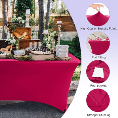 ABCCANOPY 6FT Spandex Table Cover, Stretch Fitted Tablecloth, Magenta | Rectangular Tight, Fitted, Washable and Wrinkle Resistant Table Protector for Wedding, Banquet,Birthday, Party, Event