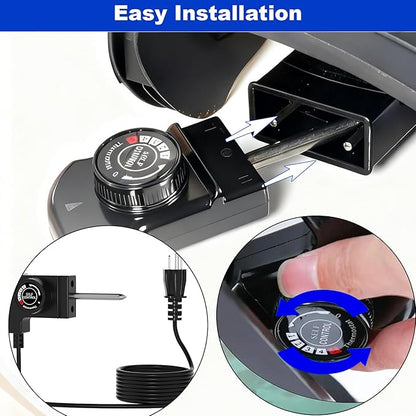 Electric Skillet Cord Replacement,15A/125V Griddle Power Cord Compatible with Masterbuilt Smokers & Electric Griddles,Adjustable Thermostat Probe Cord