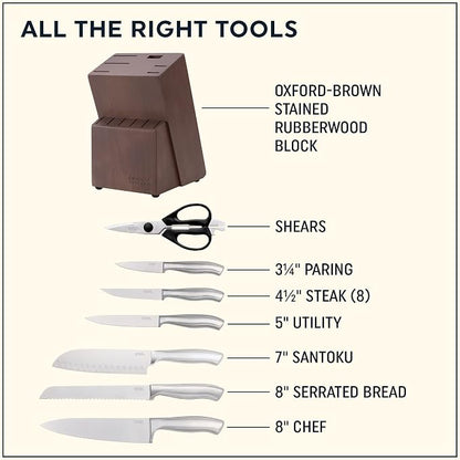 Chicago Cutlery Insignia (13-PC) Kitchen Knife Block Set With Wooden Block, Contoured Handles and Sharp Stainless Steel Professional Chef Knife Set & Scissors | Contoured Handles and Sharp Stainless Steel Professional