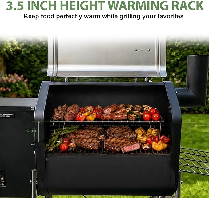 GRISUN Warming Rack for Green Mountain Grill Davy Crockett Pellet Grill, Upper Rack Replacement for GMG-6016, Grill Rack Addition for Doubled Cooking Space (14" x 10" x 3.5")