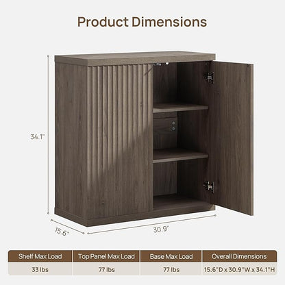 SICOTAS Buffet Cabinet with Storage Accent Sideboard Modern Credenza with Doors & Shelves Fluted Media Console Mid Century Coffee Bar Table for Living Room Kitchen Dining Room Hallway (2PCS)