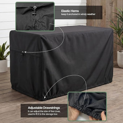 SheeChung Deck Box Cover Waterproof,Patio Storage Box Cover(52"Lx26"Wx26"H) | Heavy Duty 600D Polyester Oxford Cover,Fits Compact Deck Boxes,Adjustable Drawstrings,Anti-fouling