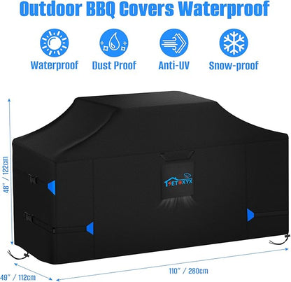 110 Inch Island Grill Cover, Heavy Duty 420D Waterproof & Dustproof Outdoor Grill BBQ Covers, Anti-UV,Rip-Proof Extra Large Grill Cover