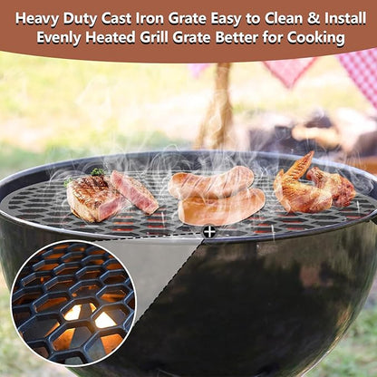 8835 Cast Iron Grill Grate for Weber 22" Kettle Grill Cooking Grate Replacement Part for 22 Inch Weber Performer, Recteq Bullseye and Premium Charcoal Grills