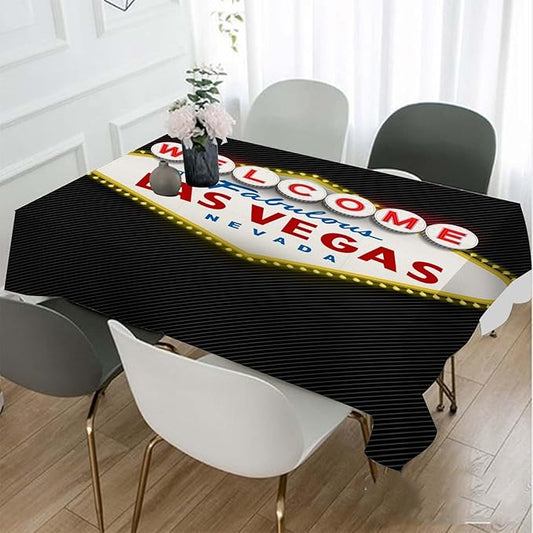 TKS MITLAN Welcome to Fabulous Tablecloth Decor Las Vegas Nevada Table Cloth Dining Room Kitchen Table Cover 60" X 84" Oblong/Rectangle