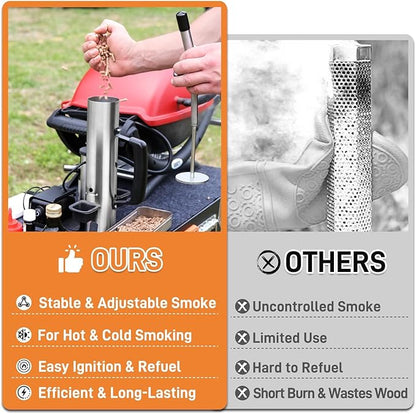 Electric Smoker Generator, Hot and Cold Smoker with Adjustable Air Pump | Stainless Steel Smoke Tube for Pellet Smoker, Outdoor Smoker for Cheese and Salmon, Best Gifts for Men and Dads