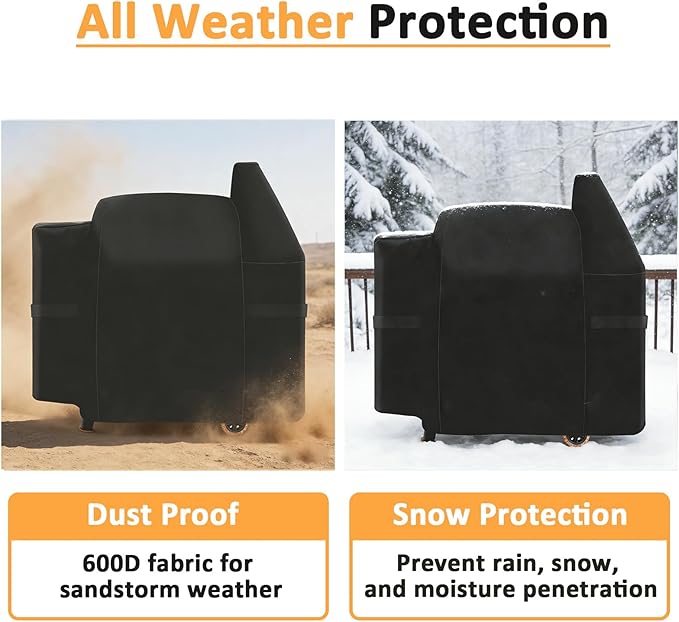 Grill Cover for Pit Boss Deluxe and 820 Pro Series Pellet Grill with Side Shelf, for Pit Boss PB820D 820FB 820D3 820SC 820XL 820PS1, 820CS1 Competition, Sportsman 820 Series, Replace for 73821 Cover