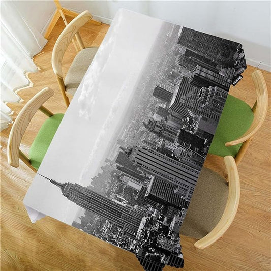 Swono New York Cityscape Tablecloths Grey Kitchen Dinning Tabletop Decoration, New York Polyester Table Cover for Indoor Outdoor Picnic Parties 50x72 Inch Tablecloth, Gray