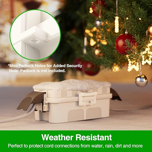 Flemoon IP55 Small Outdoor Electrical Box Waterproof, for Power Strip | Inner 5.9 x 3.2 x 1.8inch, Extension Cord Cover with Detachable Awning Covers for Plug, Outlet, Holiday Lights, White