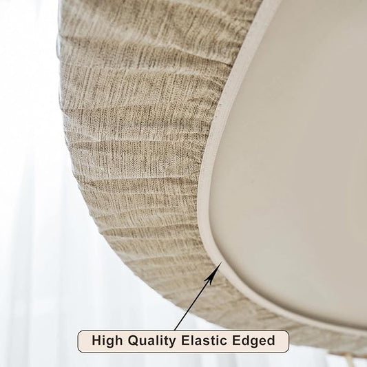 LIBERECOO Round Vinyl Fitted Tablecloth with Flannel Backing Elastic Edge Table Cover Waterproof Stain-Resistant Wipeable Tablecloths Fits 40-44 Inch Round Tables