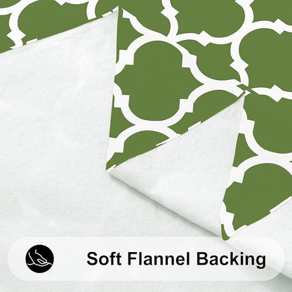 Smiry Rectangle Table Cloth, Waterproof Vinyl Tablecloth with Flannel Backing for Rectangle Tables, Wipeable Spillproof Plastic Tablecloths for Dining, Camping, Indoor and Outdoor (52"x70", Green)