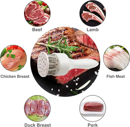 Meat Tenderizer Tool with Ultra Sharp Stainless Steel Needle Blades 2 Pack Meat Tenderizer Tool Profession Kitchen Gadgets Jacquard for Tenderizing and Cooking BBQ, Marinade, Steak, Beef, and Poultry