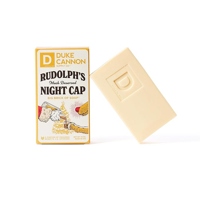 Duke Cannon Supply Co. Big Brick of Soap Bar for Men Holiday Edition - Rudolph's Much Deserved Night Cap (Cinnamon and Antique Wood Scent), 10 oz. (1 Pack)