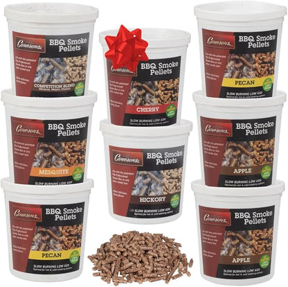 Camerons Smoking Wood Pellets (Apple, Cherry, Competition Blend, Hickory, Mesquite, Pecan) - 8 Pint Value Pack - 100% All Natural Wood Pellets for Smoker & Pellet Grill - BBQ Grilling Gift Set for Dad