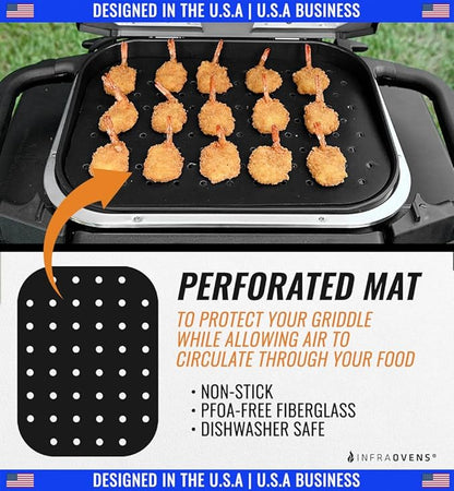 Accessories for Ninja Woodfire Outdoor Grill OG701 OG751, Reusable Mats Non Disposable Non-Stick Grill Liners for Wood Fire Electric Air Fryer and Smoker 7-in-1 BBQ, Dishwasher Safe by INFRAOVENS