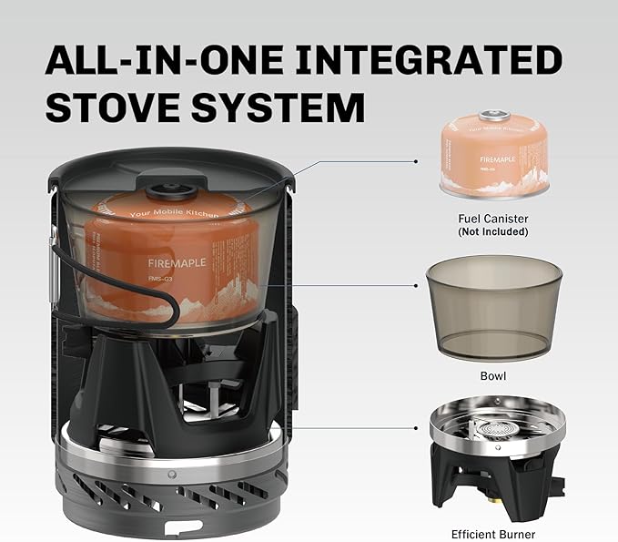 Fire-Maple Fixed Star 1 Backpacking and Camping Stove System, Camo 18oz | 30% Faster Boil with HX Base, Piezo Ignition, Safe & Durable, All-in-One Pot, Compatible with Most Canisters, Portable