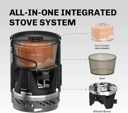 Fire-Maple Fixed Star 1 Backpacking and Camping Stove System, Camo 18oz | 30% Faster Boil with HX Base, Piezo Ignition, Safe & Durable, All-in-One Pot, Compatible with Most Canisters, Portable