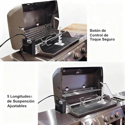 Rotisserie Grill Kit, Rostizador Para Asador Heavy Duty 304 Stainless Steel 15Kg 2.5Rpm Automatic Rotating Bbq, Rostizador Para Asador Ber For Backyard Camping Suckling Pig Chicken Sheep (Us Plug