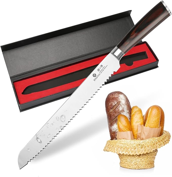 imarku Bread Knife, German High Carbon Stainless Steel Professional Grade Bread Slicing Knife, 10-Inch Serrated Edge Cake Knife, Bread Cutter for Homemade Crusty Bread, Fathers Day