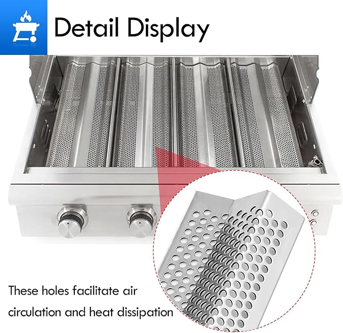 Flame Tamer Grill Replacement Parts for Blaze Gas Grill Parts Traditional 3/4/5 Burner Heat Plates BLZ-4-Cart BLZ-5-Cart Blaze 25 32 40 Inch LP NG Cart Grill Heat BBQ Shields Stainless Steel Heat Tent