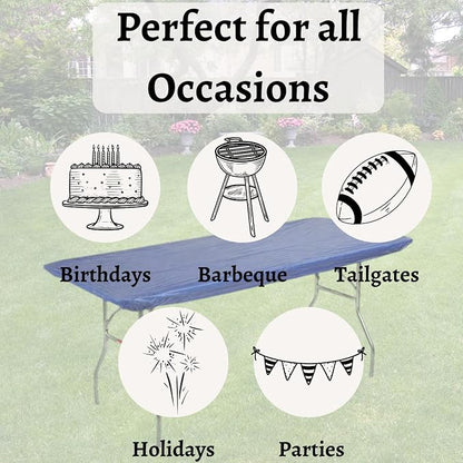 6' Rectangle Plastic Table Covers 30" x 72", Bundle of 5 (Royal Blue)