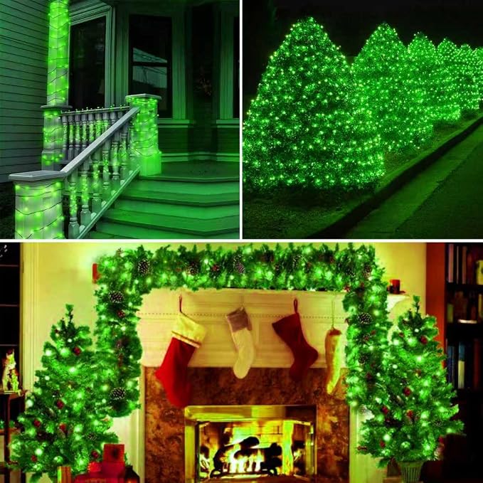75.8 FT 200 LED Extendable Green Christmas String Lights Indoor Outdoor | Memory Function & Timer & 8 Modes,Ultra Bright Green Wire Waterproof Mini Lights for Christmas Tree Yard Holiday Party Decor