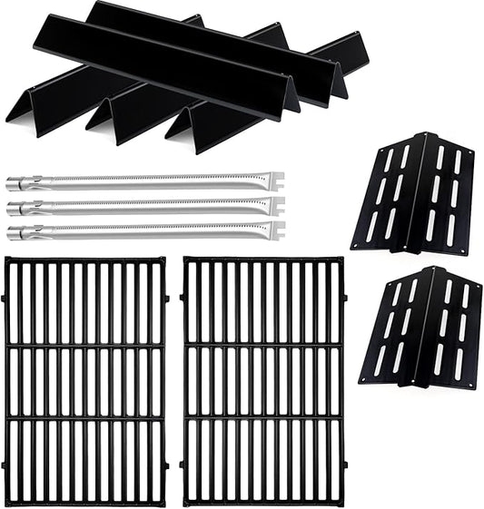 Genesis Grill Parts for Weber Genesis E310 with 7524 Cast Iron Grill Grate Porcelain Flavorizer Bars 7622 Heat Deflector and 62752 Gril Burners for Weber Genesis 300 Series, Genesis E330 S330