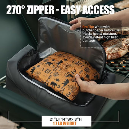270° Opening BBQ Blanket for Resting Meat, Insulated Leak-Proof Meat Resting Bag for Brisket Turkey Pork, Smoker Accessories for Camping Kitchen Party, Anniversary Birthday Gift for Men Dad Husband