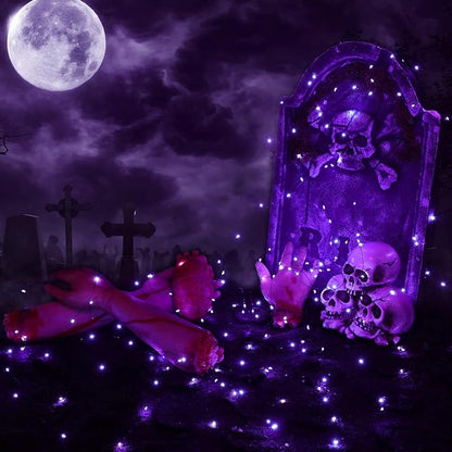 Joomer Purple Halloween Solar String Lights - 2 Pack Total 80FT 240LED | Solar Fairy Lights, Waterproof Outdoor Twinkle Lights with 8 Modes for Garden, Porch, Trees, Halloween Decor (Black Wire)