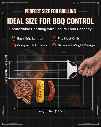 Grill Skewers for Grilling 3 Way Outdoor Metal Chicken BBQ Kabob Meat Stainless Steel 3 Prong Barbeque 2026 New Reusable Three Pronged Push off Slider Bar Triple Pierce Easy to Use Updated