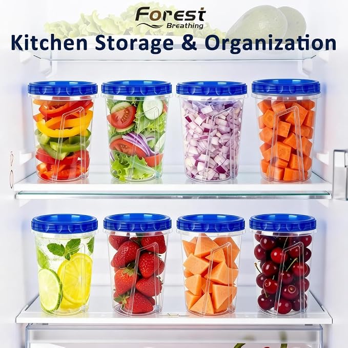 8 Pack 34oz Soup Freezer Storage Containers with Twist Lids for Meal Prep | BPA-Free Reusable Plastic, Quart Food Containers with Screw on Lids for Soup, Broth, Chili, Stew, Leftovers, Freezer Storage