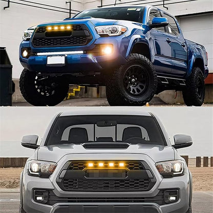 ikaufen 4PCS LED Grille Lights Amber Front Grill Marker Lights IP67 Waterproof with Wiring Harness for Pickup Trucks & Off-Road Vehicles