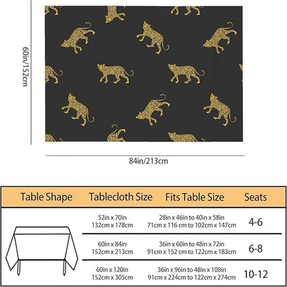 TKS MITLAN Wild Leopard Tablecloth Decor African Animal Lively Jump Cartoon Fun Wildlife Repeat Table Cloth Dining Room Kitchen Table Cover 60" X 84" Oblong/Rectangle