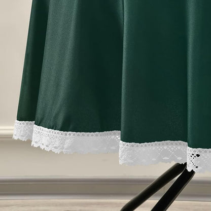 YETTASBIN Hunter Green Outdoor Tablecloth 60 Inch Waterproof Stain Wrinkle Resistant Washable Round Table Cover with Umbrella Hole and Zipper for Patio BBQ Backyard Holiday Party Decor