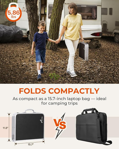 Sportneer Camping Table: Adjustable Height Small Folding Table 23.6" L x 15.7" W 4 Height with Mesh Layer - Compact & Portable Camping Essentials for Outdoor Camp Garden Picnic BBQ Dining Cooking
