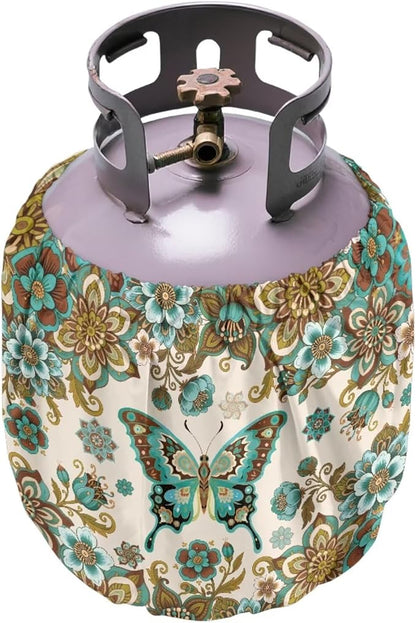 Boho Mandala 20lb Propane Tank Covers Butterfly Gas Cover Fits Standard 20 lb Tank Cylinder Heavy Duty Outdoor Grill Accessories Gift for Holiday