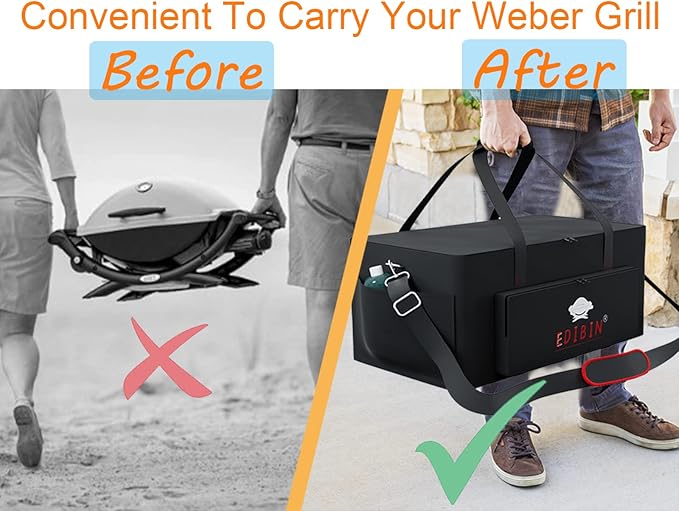 Grill Carry Bag for Weber Q1200 Q1000 Liquid Propane Portable Gas Grill,Compatible with Weber Q1400 electric grill Bag for Travel and Camping,600D Heavy Duty Weather Resistant