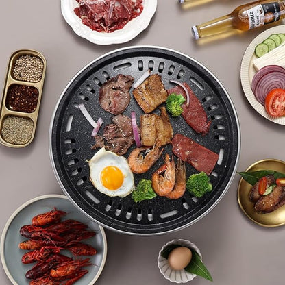 Korean Style BBQ Grill, 11.4 Inches Indoor Charcoal Tabletop Non-stick Barbecue Charcoal Stove