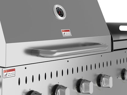 60 in. 8-Burner Commercial Outdoor Propane Gas Grill with 30 in. Roll Dome Cover and 30 in. Griddle in Stainless-Steel, ETL Listed (CGKIT6-D30G30)