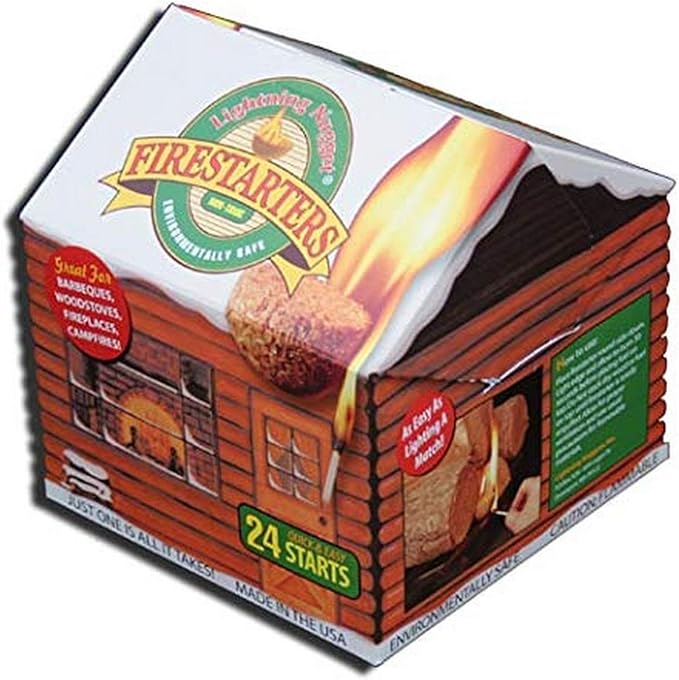 Lightning Nuggets AN24LC 24 count LogCabinBox Firestarter, pine