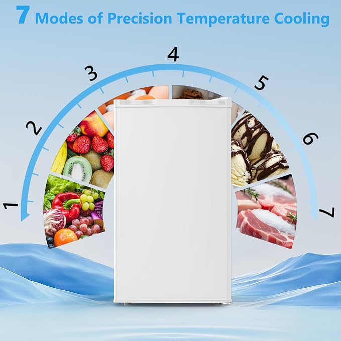 COWSAR Dorm Fridge with Freezer, 4.5 Cu.Ft Single Reversible Door Office Size Refrigerator with Adjustable Thermostat, Removable Glass Shelves, Commercial Compact Apartment Fridge for Bedroom Dorm