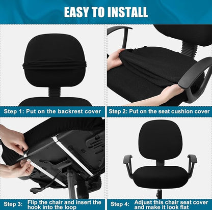 Smiry Office Computer Chair Covers for Desk Rotating Chair Protector | Stretch Jacquard Removable Washable Universal Slipcovers, Seat + Backrest Cover, Chocolate