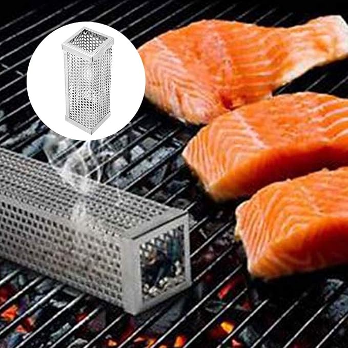 Smoke Tube, 304 Stainless Steel BBQ Wood Pellet Smoker Tube Cold Smoke Outdoor Square Barbecue Accessory Pellet Smoker for Electric, Gas, Charcoal Grill or, 6in