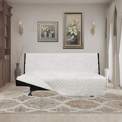 Easy-Going Reversible Couch Cover, Large Futon Sofa, Ivory/Ivory | Machine Washable Slipcover For Dogs, Water Resistant Furniture Mat For Living Room, Non-Slip Sofa Cover, Pet Friendly