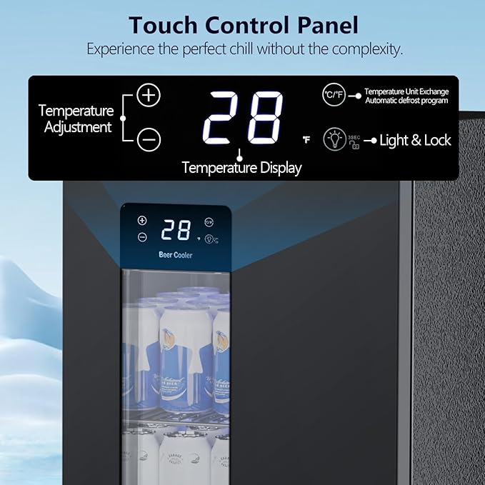 COWSAR 3.2 Cu.Ft Beverage Refrigerator, Electronic Control & LCD Display, 20-50℉ Temperature Range – Mini Fridge for Soda, Wine or Beer