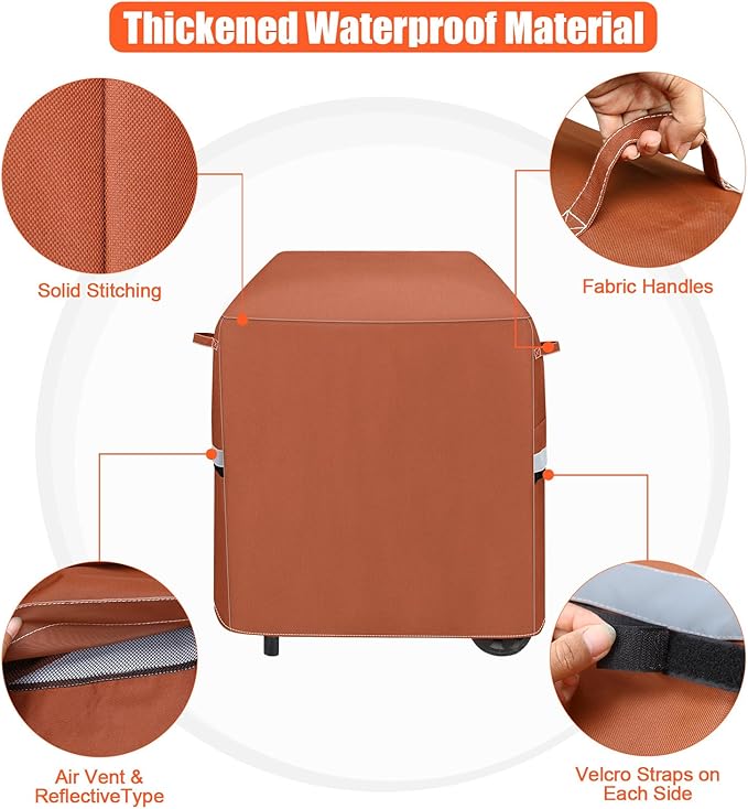 QuliMetal 7113 Grill Cover for Weber Q100 Q120 Q1000 Q1200 Q200 Q220 Q2000 Q2200 Q2400 Q2800N+ Series Gas Grills, 600D Waterproof Fade Resistant BBQ Gas Grill Cover, Brown