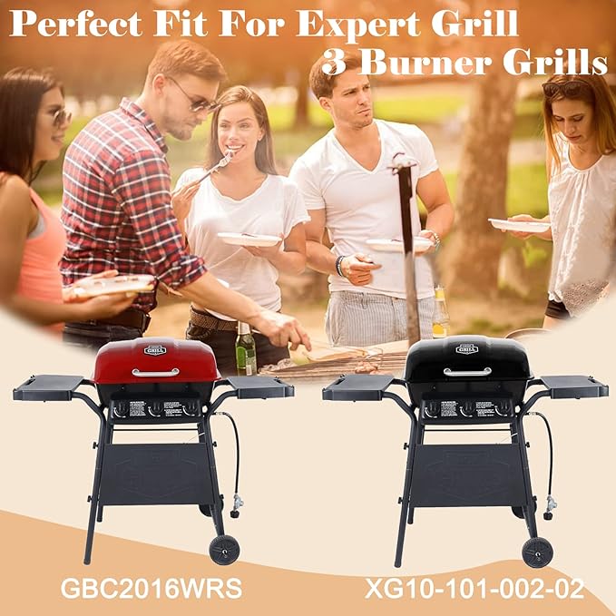 Replacement Grill Parts for Expert Grill XG10-101-002-02 3 Burner Gas Grill, Porcelain Steel Heat Plates for 3 Burner Walmart Expert Grill Model, 3-Pack